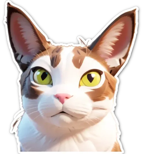 A cat with green eyes is looking straight ahead.