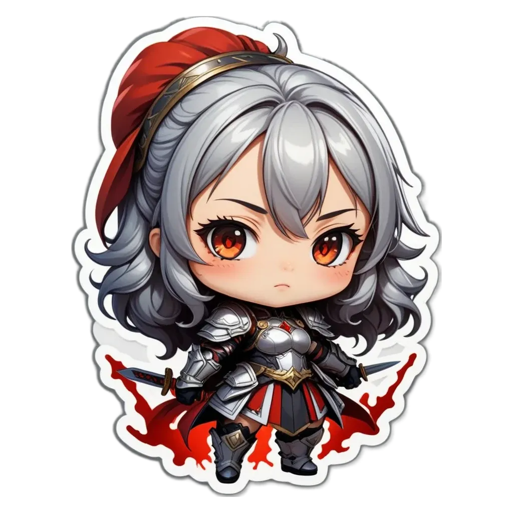 A girl with a sword that is on a black background.