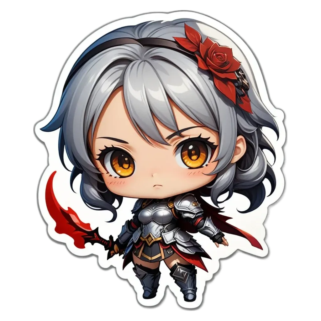 A girl with a sword is on a black background.
