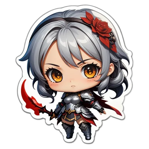 A girl with a sword is on a black background.