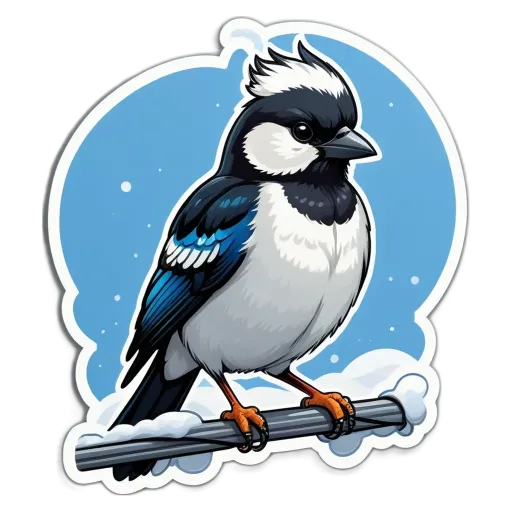 A cartoon picture of a bird on a branch.