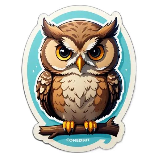 An owl sticker in cartoon picture style.