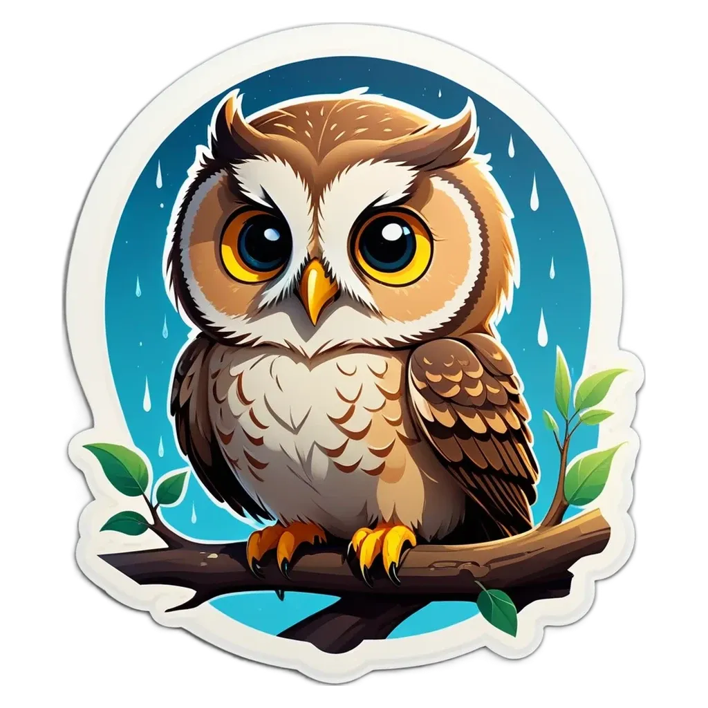 An owl is perched on a branch with its eyes closed.