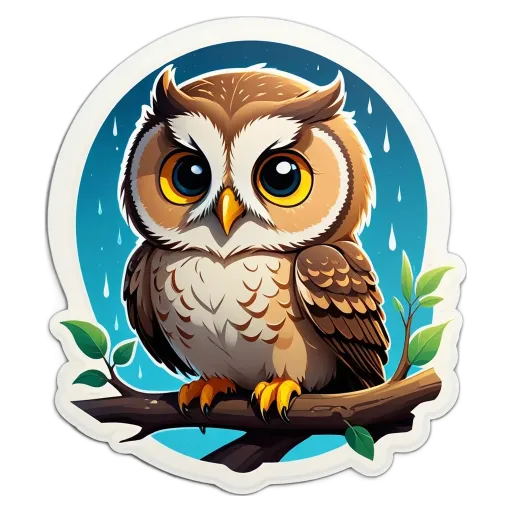 An owl is perched on a branch with its eyes closed.