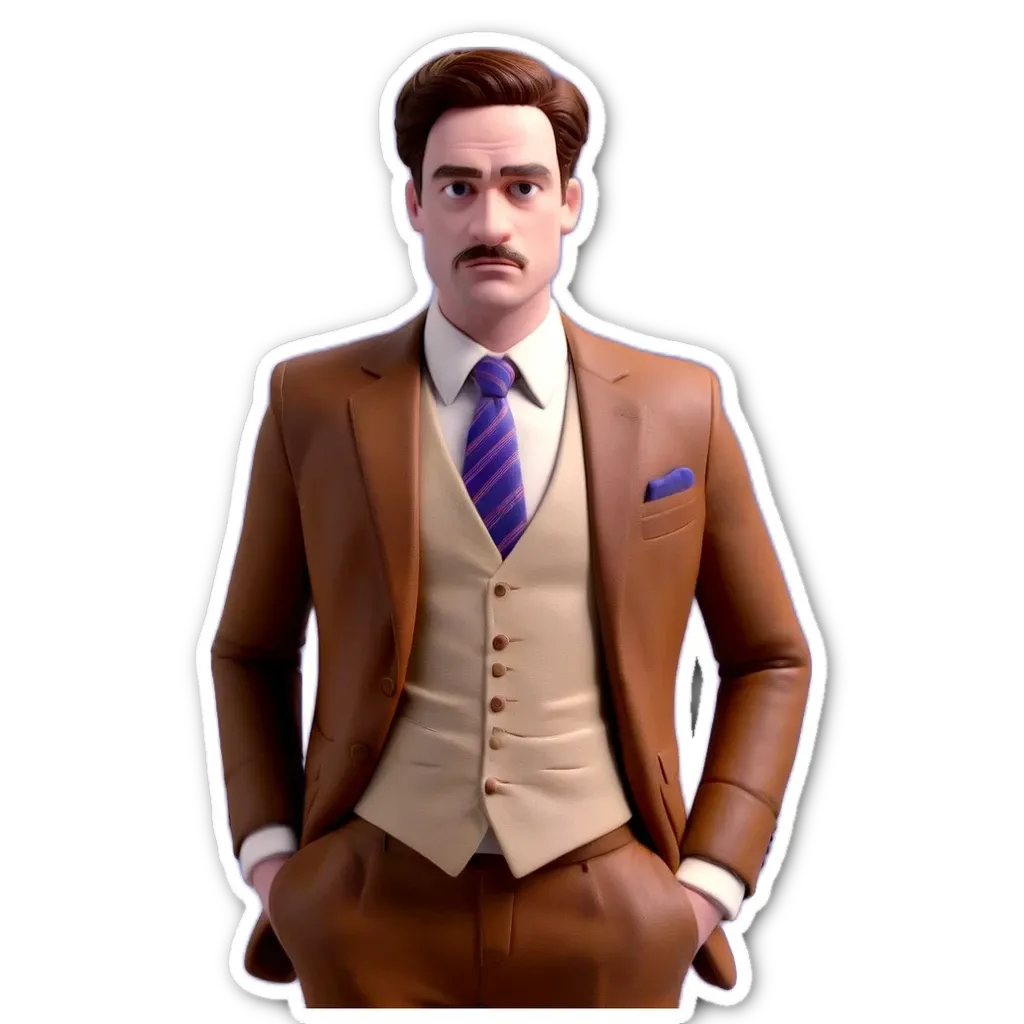 A man wearing a brown suit and tie.