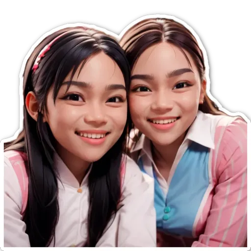 Two girls are smiling at the camera.