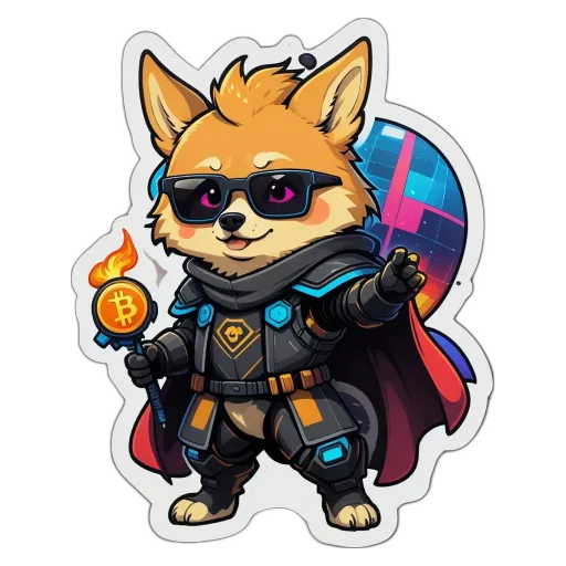 A cartoon dog wearing a cape and holding a torch is wearing sunglasses and acting like a superhero.