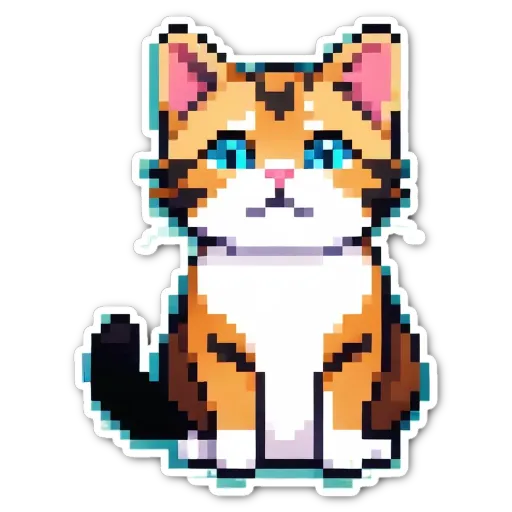 An orange and white cat with blue eyes is sitting on a black and white background.