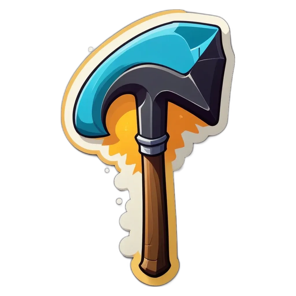 A blue and gray hammer with a black handle.