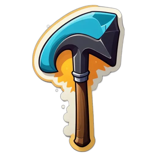 A blue and gray hammer with a black handle.