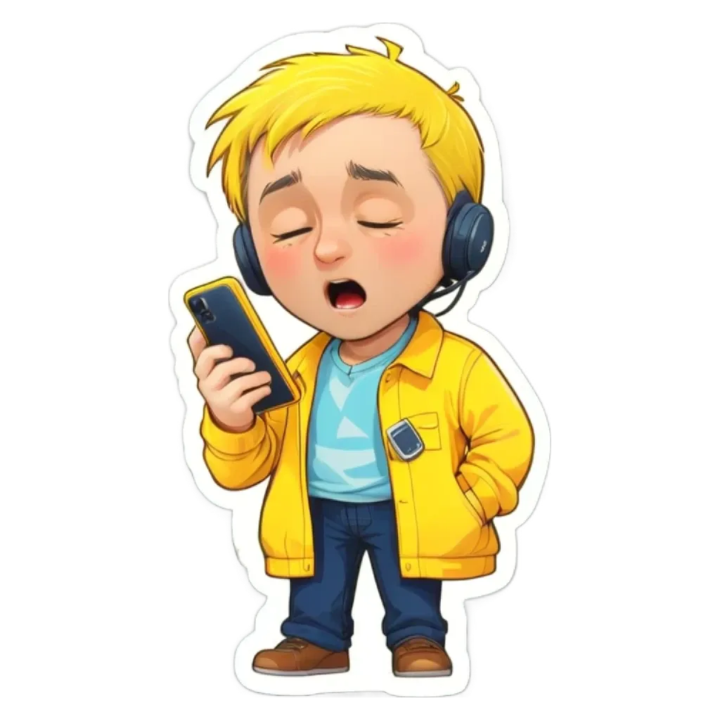 A boy is holding a cell phone to his ear and wearing headphones.