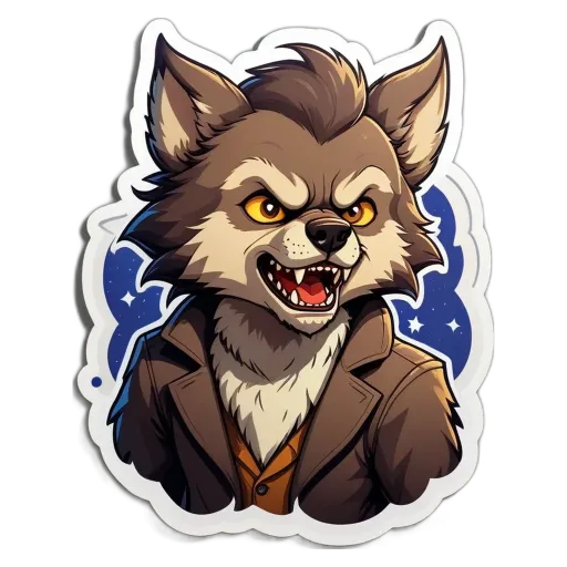 A cartoon depiction of a werewolf howling at the moon.