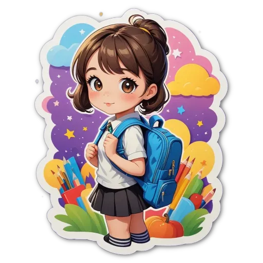 A girl with a backpack is looking at the camera.