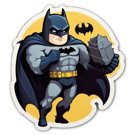 A cartoon image of batman in action with a rock in his hand.