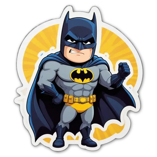 A cartoon picture of a batman with a belt and cape on.