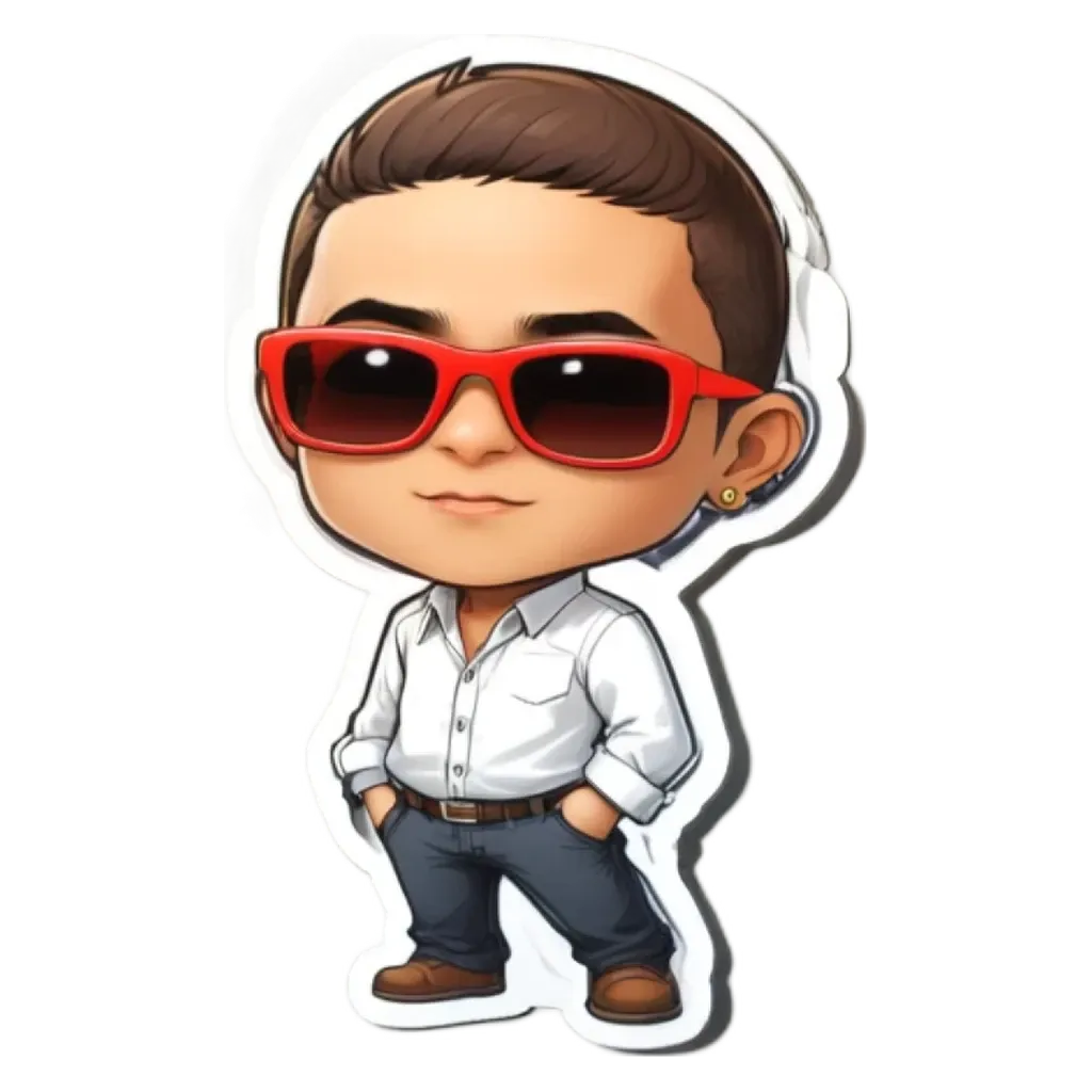 A boy wearing sunglasses and a white button up shirt.