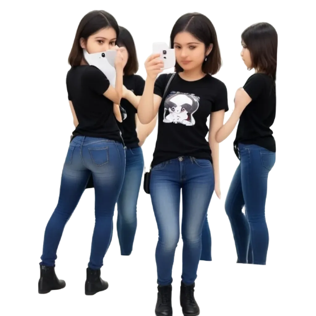 A girl is taking a picture of herself in a mirror with her cell phone.