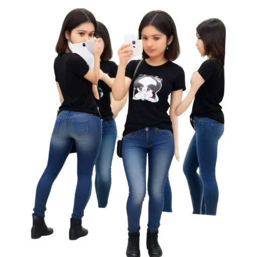 A girl is taking a picture of herself in a mirror with her cell phone.