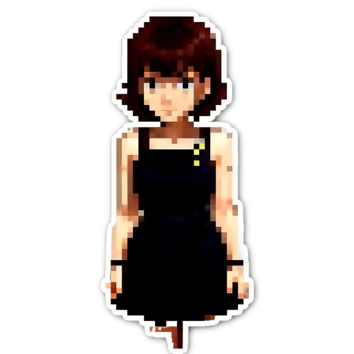An art image of a girl wearing a black dress.