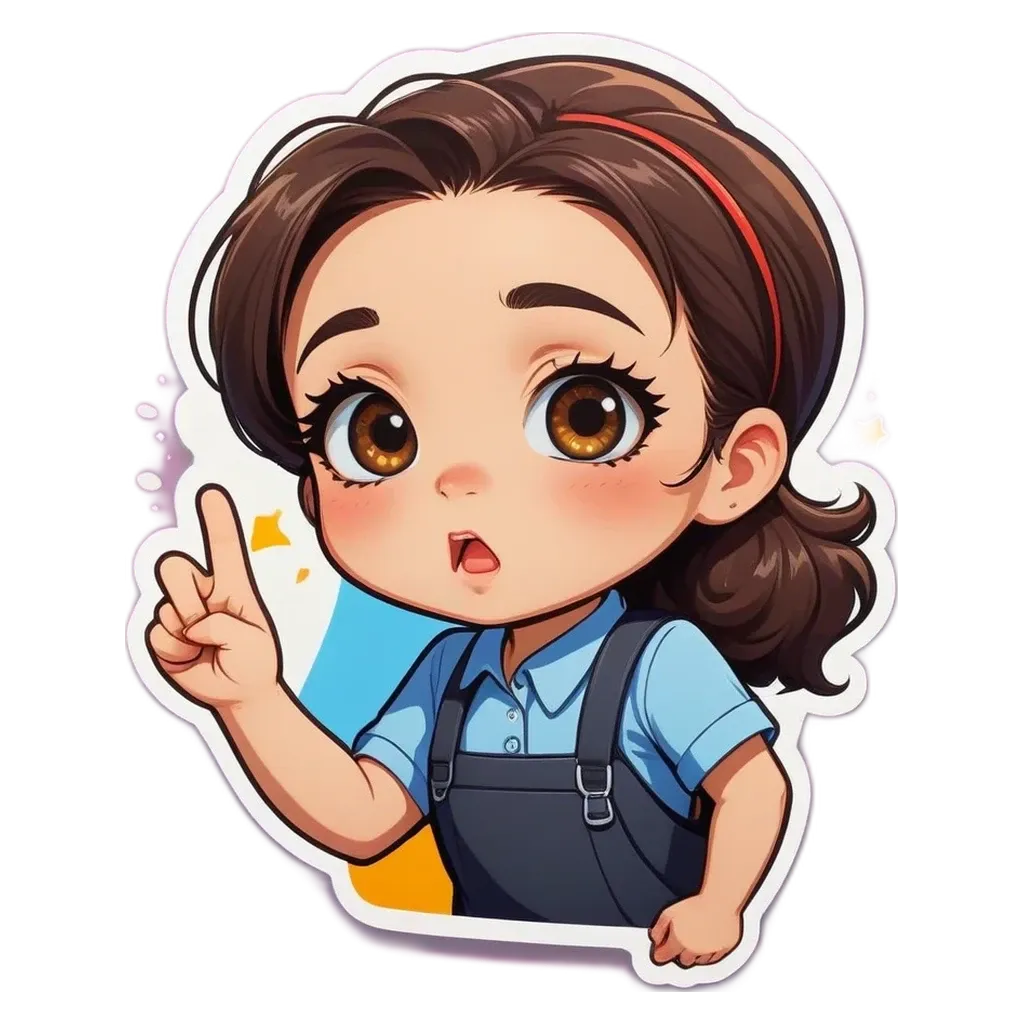 A girl pointing with her finger.