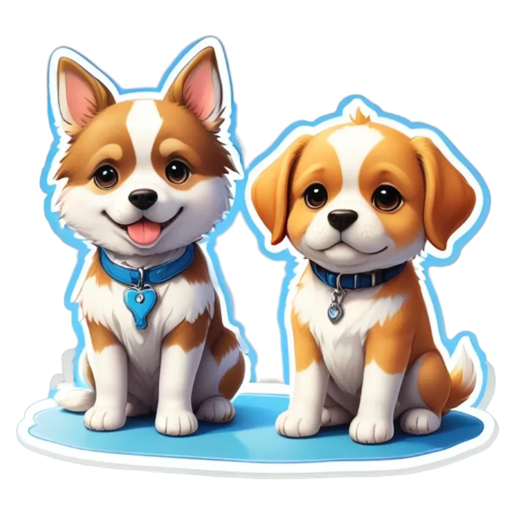 Two dogs are sitting next to each other.