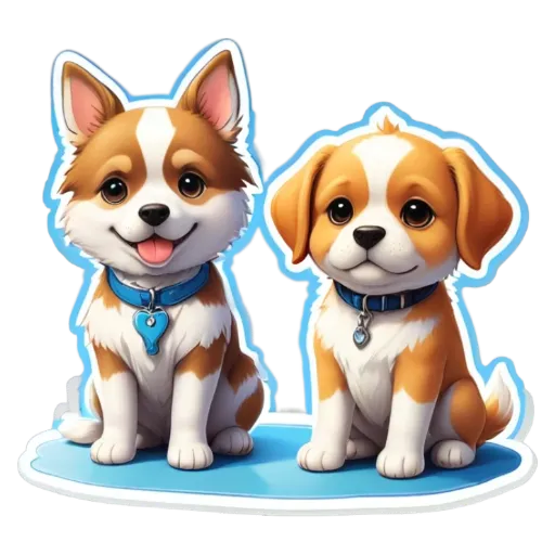 Two dogs are sitting next to each other.