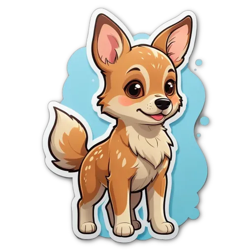 A cartoon dog with a pink tongue is standing on a black background.