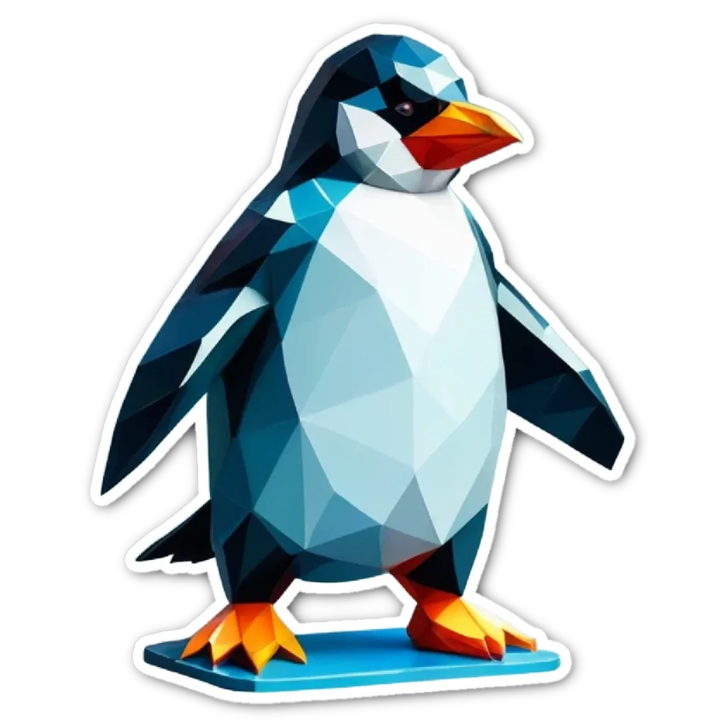 A penguin standing on a black and white background.