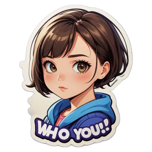 A girl with a Who You! sticker on her jacket.