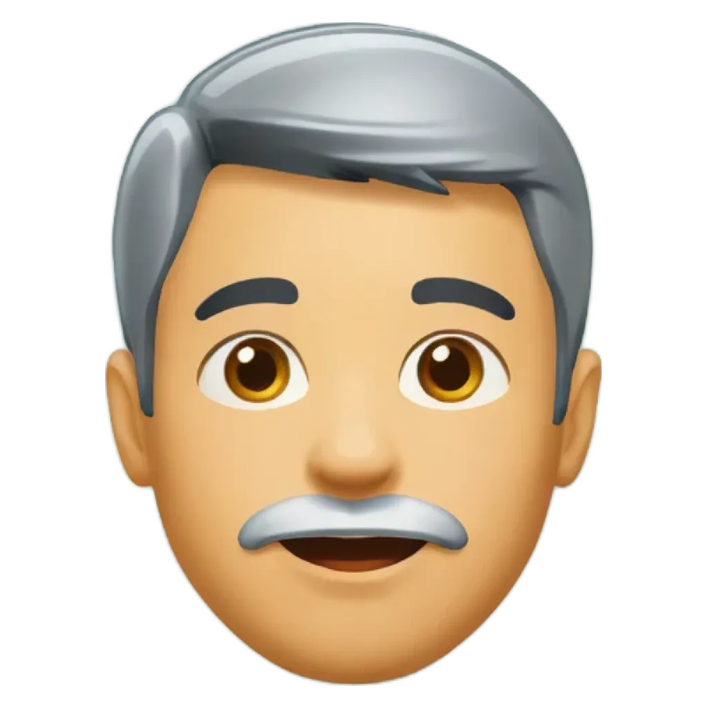 A gray face with a mustache and eyes.