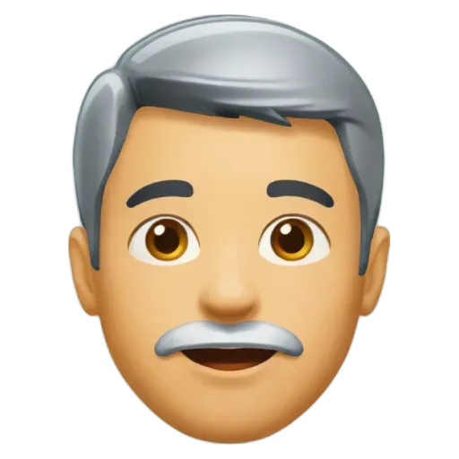 A gray face with a mustache and eyes.