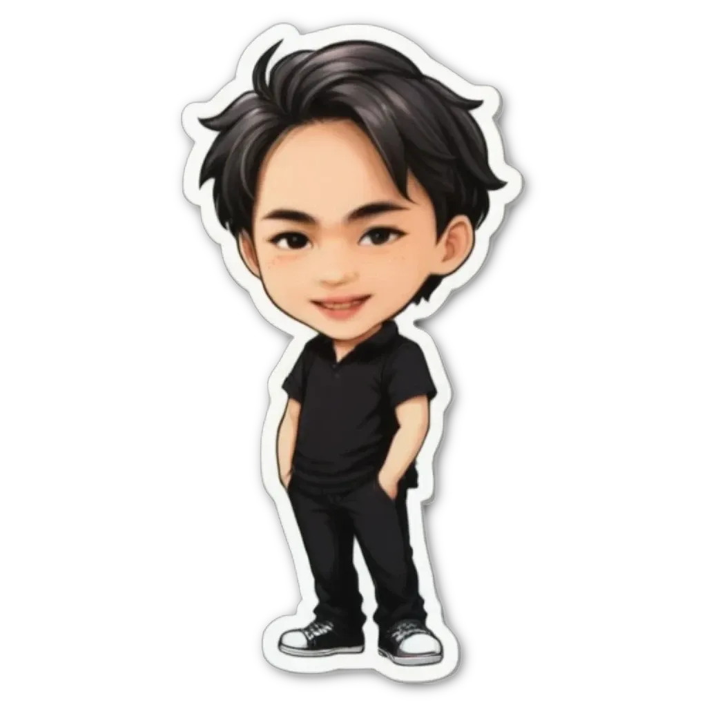 A boy is standing with his hands in his pockets and is wearing a black shirt.