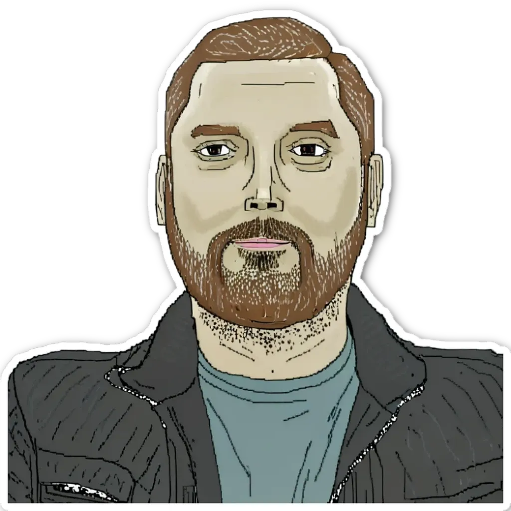 A very detailed and accurate cartoon drawing of a man with a beard.