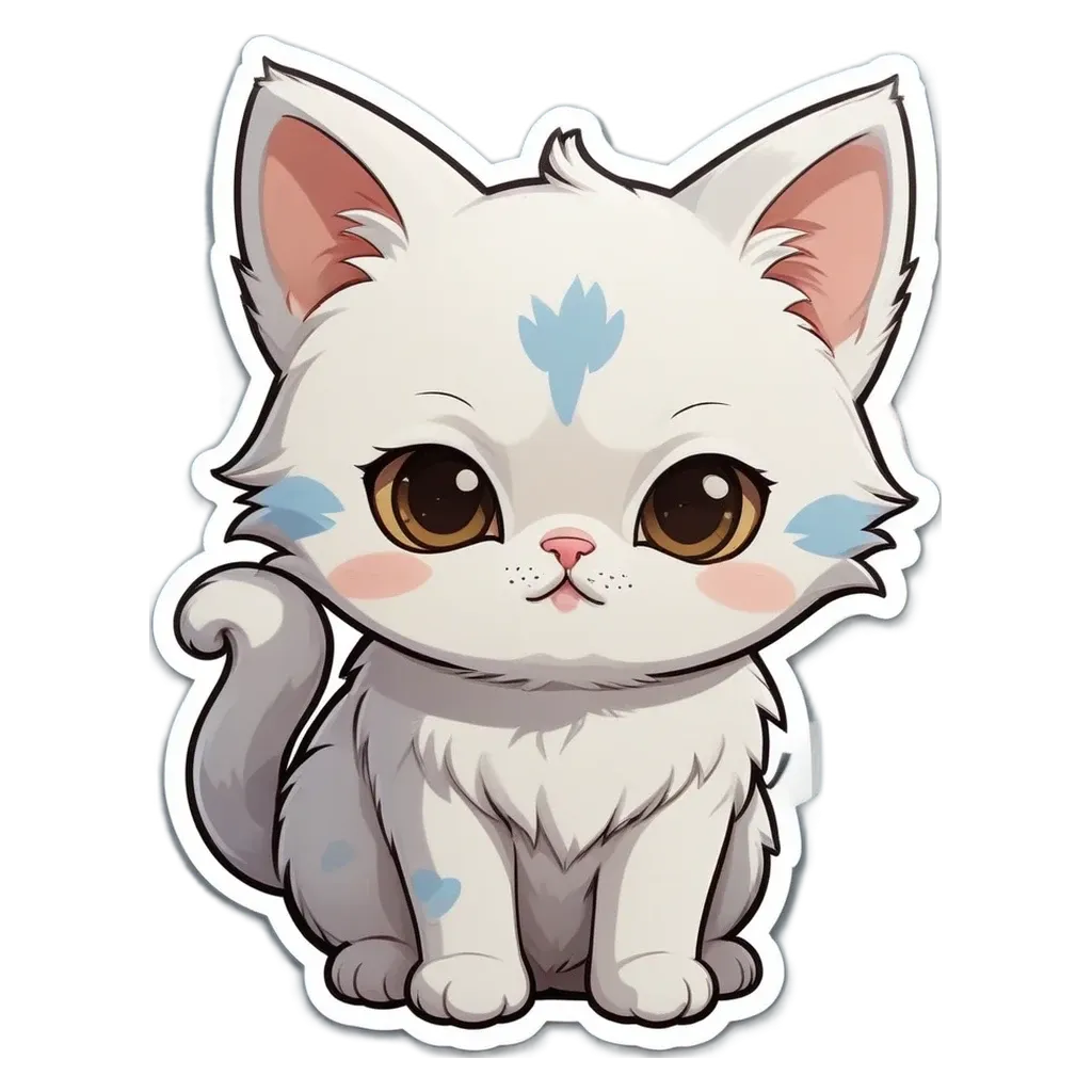A white cat with blue eyes and pink lips.
