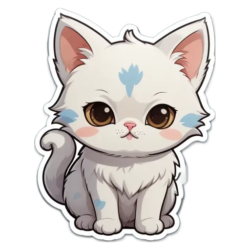 A white cat with blue eyes and pink lips.