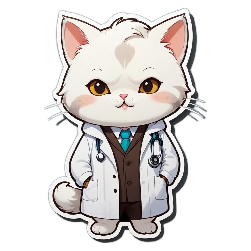 A cartoon cat that is a doctor.