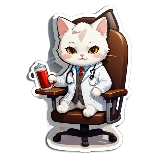 A cartoon picture of a cat that is a doctor.