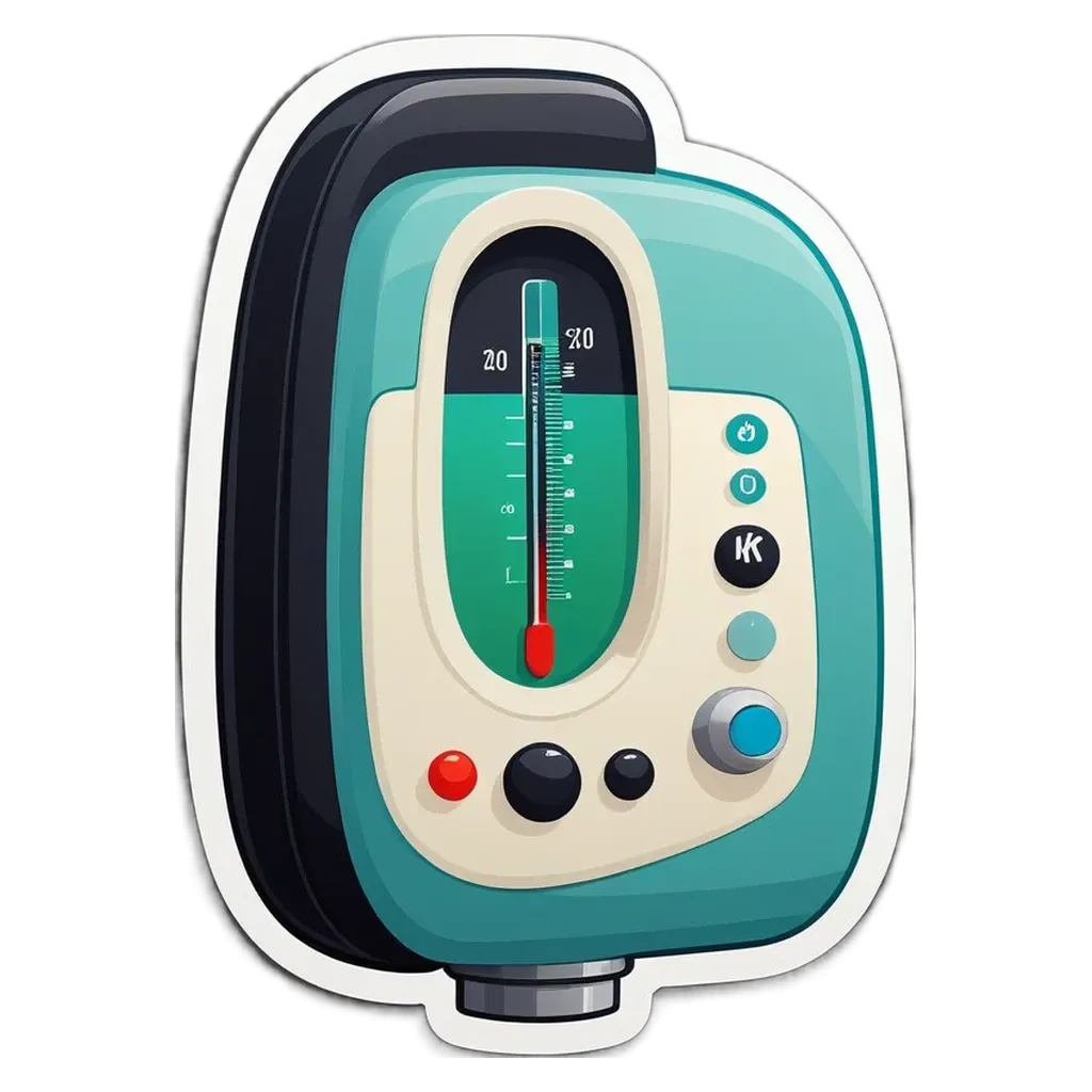 a thermometer with buttons that read 'low', 'normal', and 'high'.