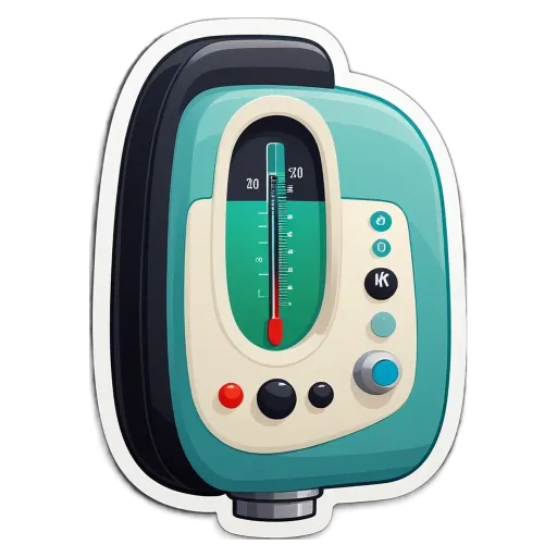 a thermometer with buttons that read 'low', 'normal', and 'high'.