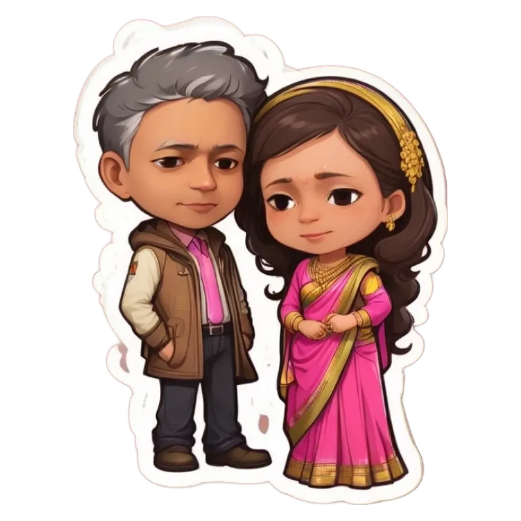 A cartoon picture of a man and a woman.
