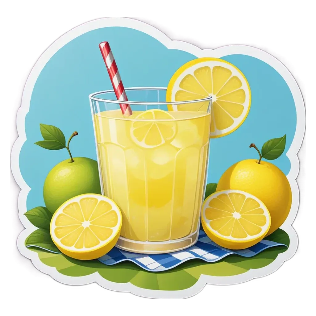 A glass of lemonade with a slice of lemon and a straw in it.