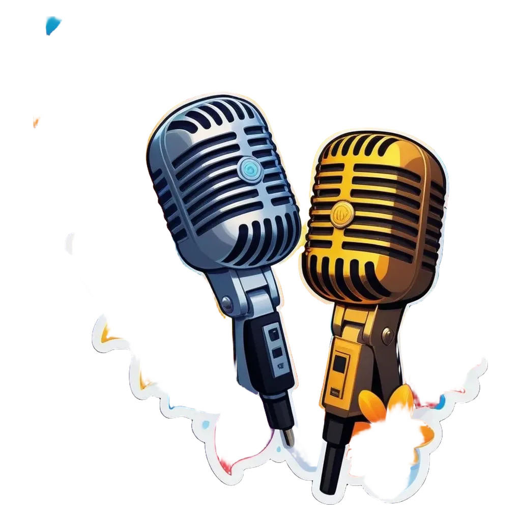 A picture of two microphones with a background that is white.