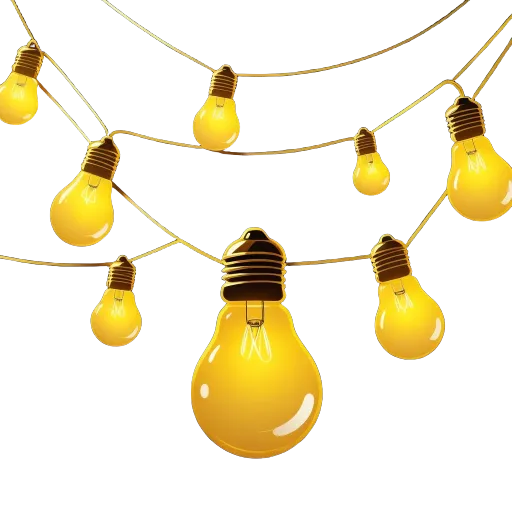 A set of lights that are the color yellow and are connected to each other.