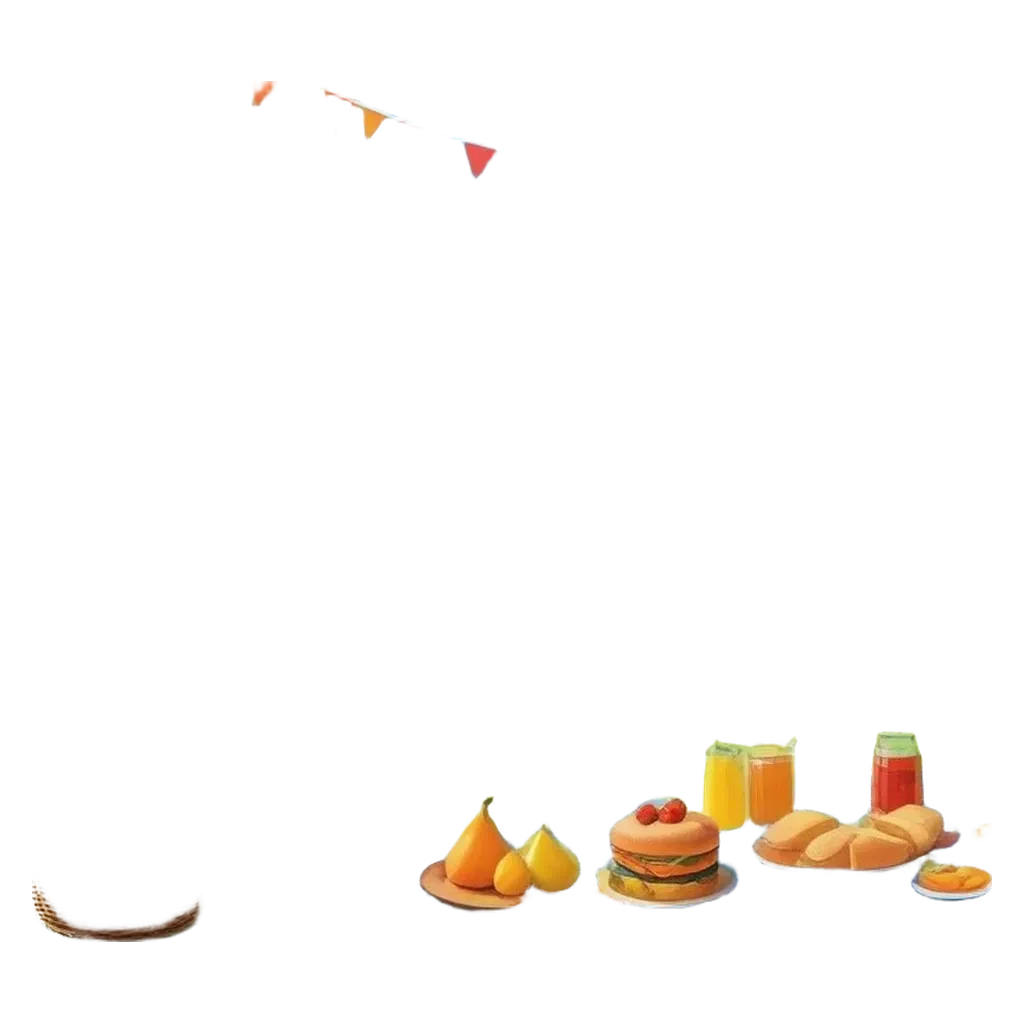 A picherm of food with a banner in the background.