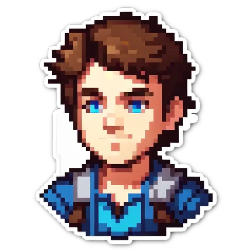 A boy with blue eyes and brown hair.
