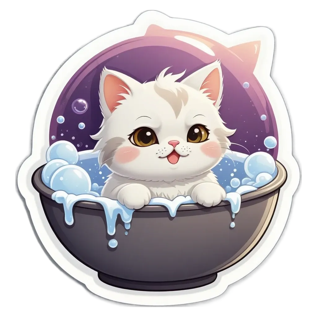 A cat in a bathtub with bubbles all around it.