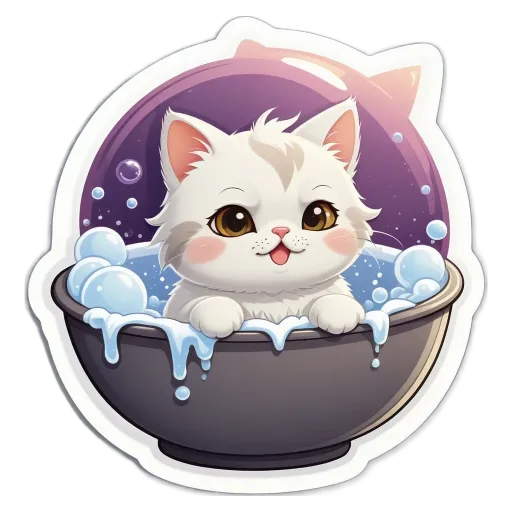 A cat in a bathtub with bubbles all around it.