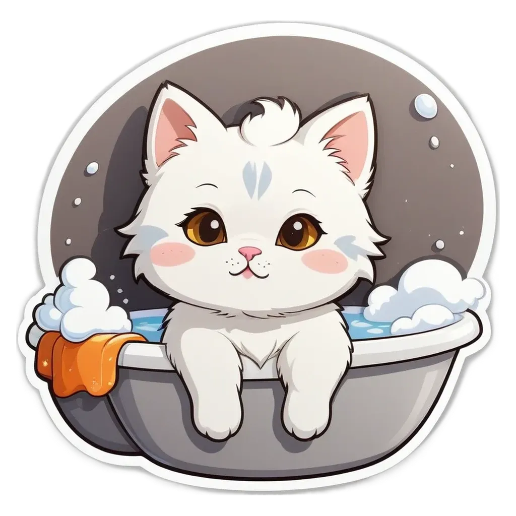A cat in a bathtub with soap suds.