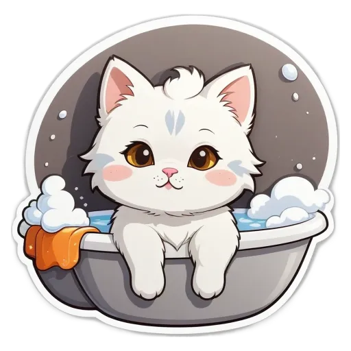 A cat in a bathtub with soap suds.