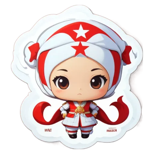 A girl with a red and white outfit that has stars on the top.